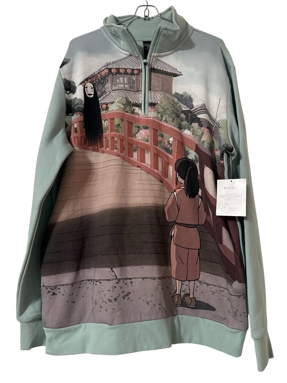 Studio Ghibli Spirited Away Chihiro & No Face Quarter Zip Sweatshirt Sz M NWT